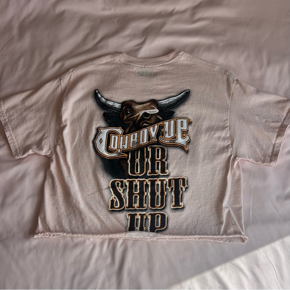 Cowboy Up Cropped Western Graphic Tee – Size Medium